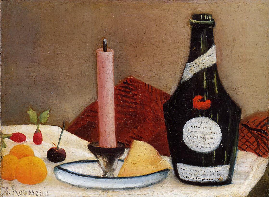 the pink candle 1910 Henri Rousseau still life decor Oil Paintings